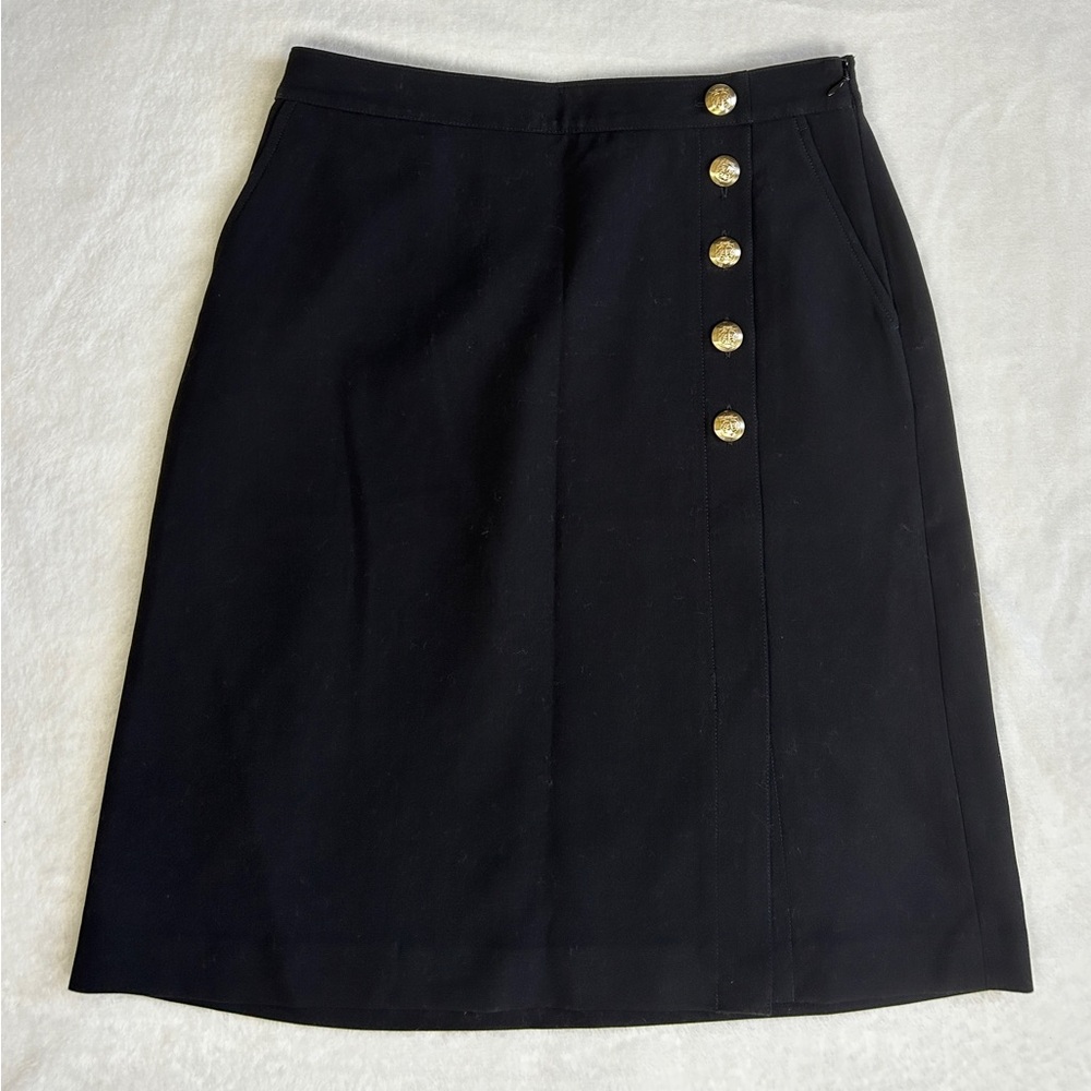 Talbots Petite Button Side Split A-Line Black Mid… - image 2